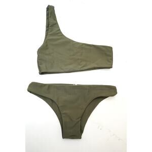 Storm Swim - One Shoulder Two Piece Bikini Swimsuit in Green / Size S